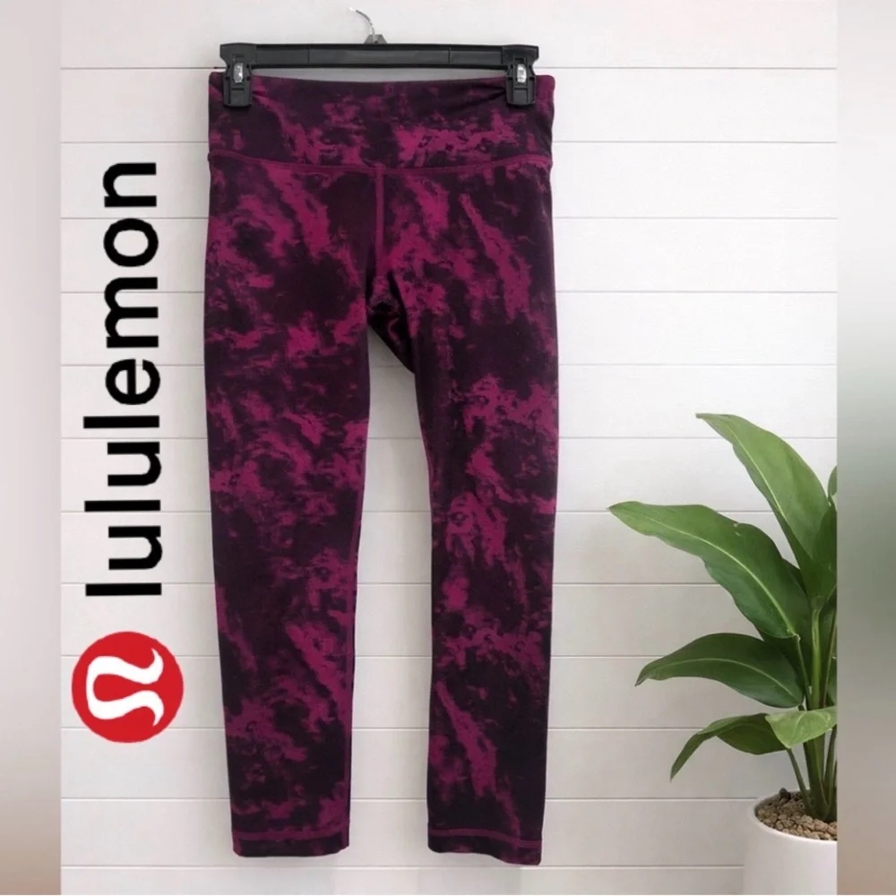 💪🩵💗Lululemon Magenta Tie-Dye Leggings | High Rise Yoga Workout Pants | Small